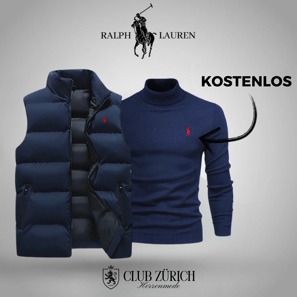 R&L Herren Daunenweste & Gratis Pullover Set – Stilvoll, Warm, Vielseitig