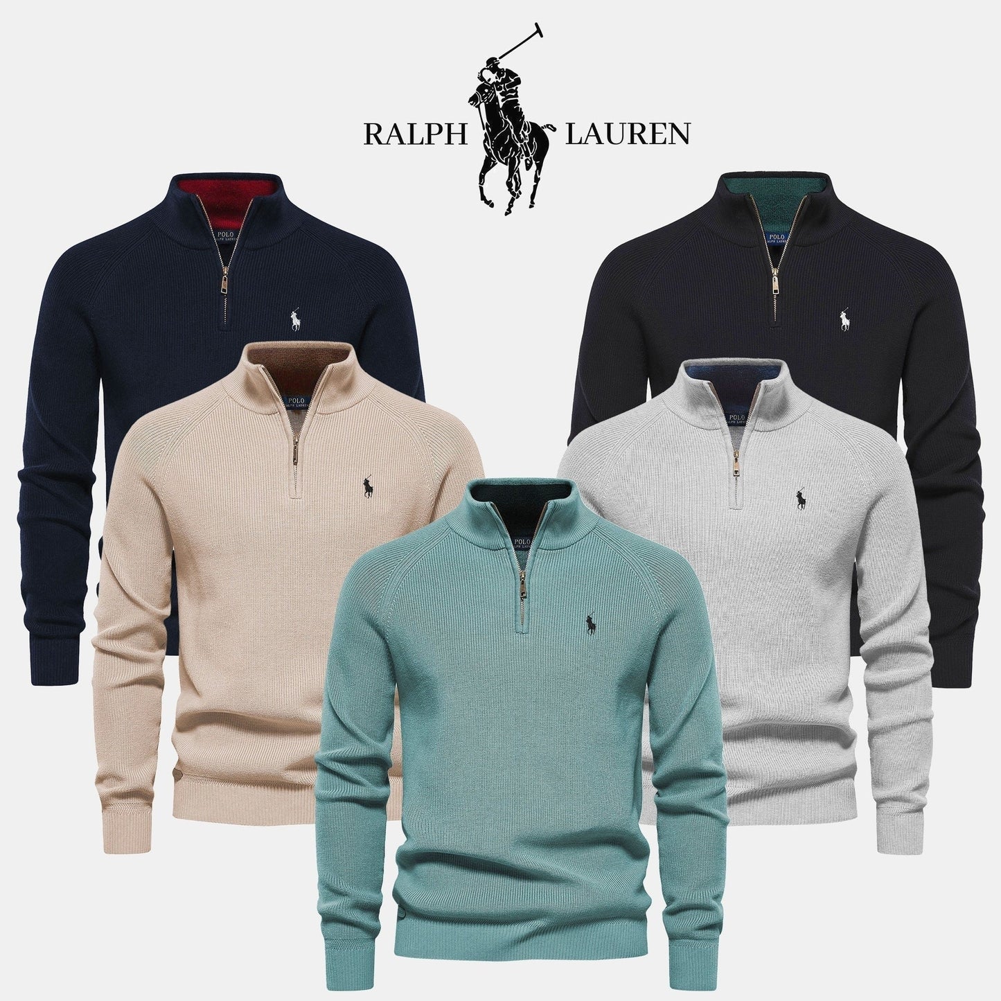 R&L Herren Reißverschluss Pullover – Elegantes Slim Fit, Baumwolle, Limitierte Auflage